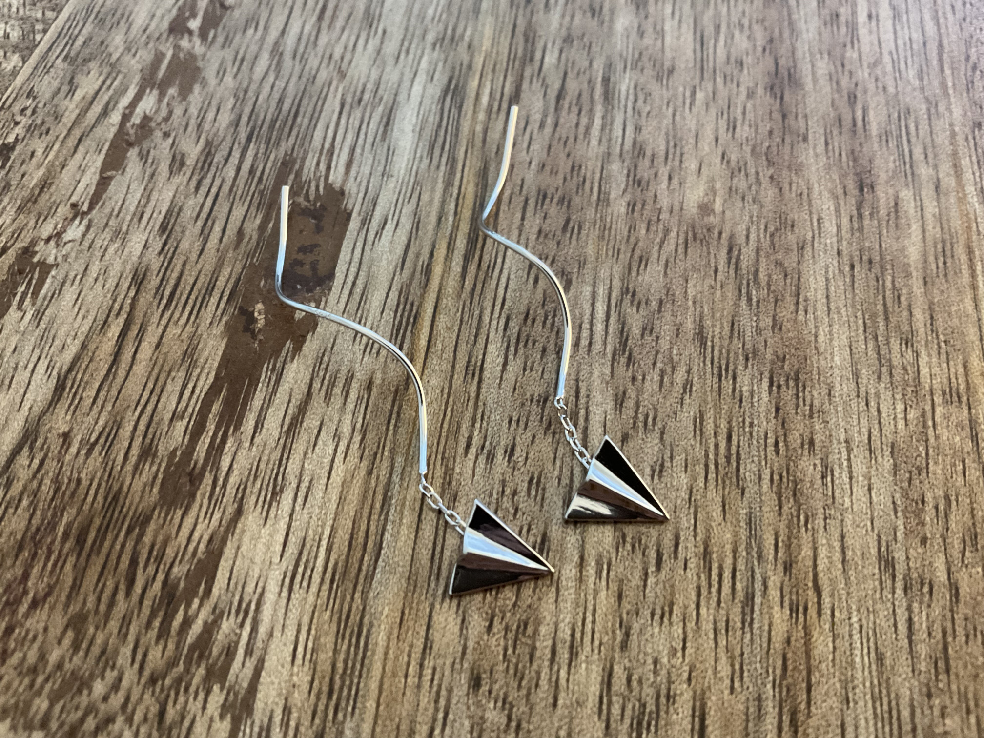 Paper Aeroplane Spiral Threader Earrings